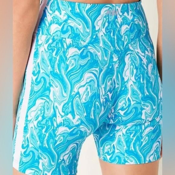 VICTORIA SECRET PINK! 6" SOFT ULTIMATE HIGH WAIST BIKER SHORT XLarge Marble Blue - Picture 2 of 11